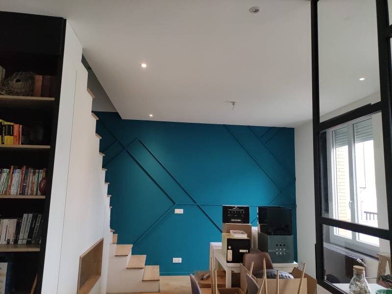 Rénovation de placo, peinture et décoration avec tasso bois sur murs – Toulouse, Balma, Colomiers, Tournefeuille, Blagnac, L’Isle Jourdain